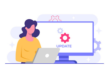 software engineer updates operating system vector image