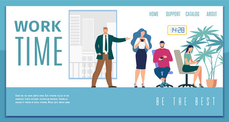 working time efficiency flat web banner vector image