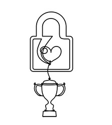 abstract heart-lock with trophy as continuous vector