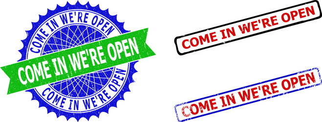 come in we re open rosette and rectangle bicolor vector image
