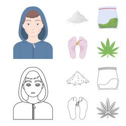 Drug Set: Cocaine, Marijuana, Addiction Vector Image