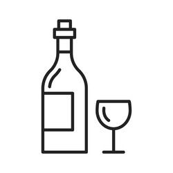 glass of wine and bottle isolated vector