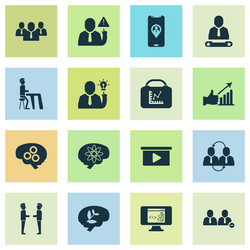 job icons set with coding brain work dinner vector image