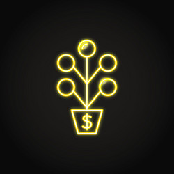 Money tree icon set in flat and line style vector