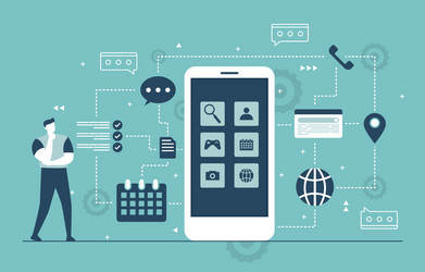 programmer thinking mobile app development vector image