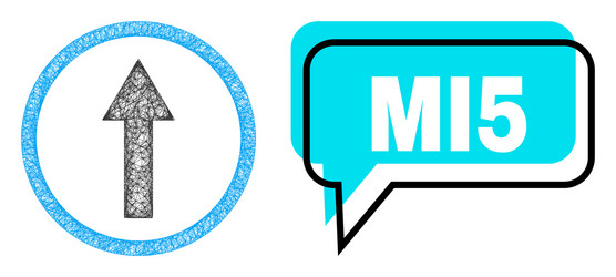 shifted mi5 chat bubble and net up rounded arrow vector image