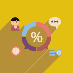 flat web icon with long shadow business chart vector image