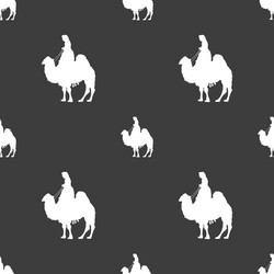 Camel sign seamless pattern on a gray background vector