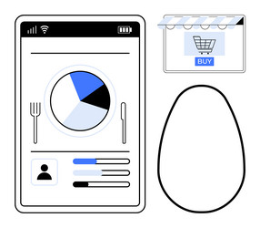 mobile app ui with pie chart for diet tracking vector image