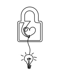 abstract heart-lock with light bulb as continuous vector