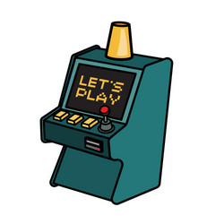 Retro arcade game machine lets play video games vector