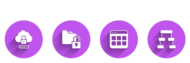 set cloud computing lock folder and browser vector image