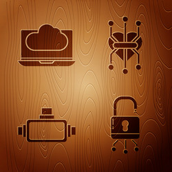 set lock on digital circuit board cloud vector image