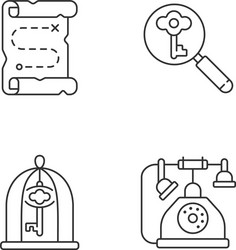 solving quest linear icons set vector image