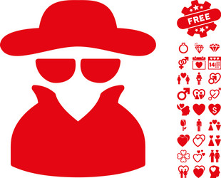 spy icon with valentine bonus vector