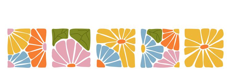 abstract floral patterns in modern square style vector image