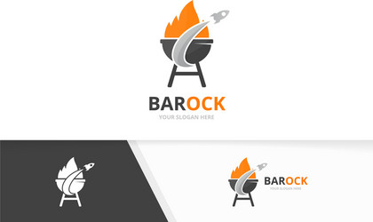 Bbq and rocket logo combination grill vector