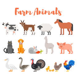Farm Animal Icons - Flat Style Vector Image