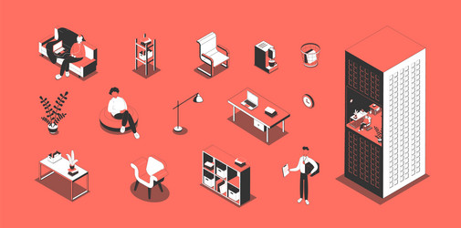 Open space office concept 3d isometric web landing