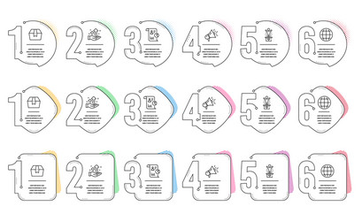 package box globe and analysis graph icons set vector image