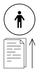 person icon in circle above multi-page document vector image