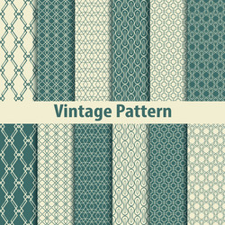 set of nine seamless pattern in retro style vector image