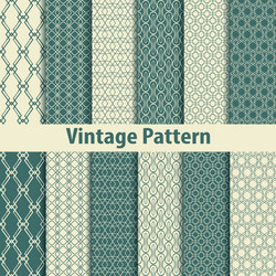 set of nine seamless pattern in retro style vector