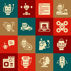 set robot drone computer api interface vector image