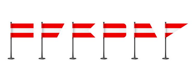 realistic various austrian table flags on a black vector image