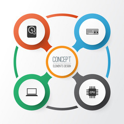 computer icons set collection of keypad hdd vector image