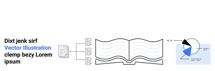 data flow from documents to open book vector image