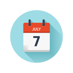 july 7 flat daily calendar icon date vector image