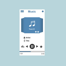 media player application app template with flat vector