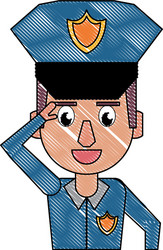 police profile cartoon scribble vector