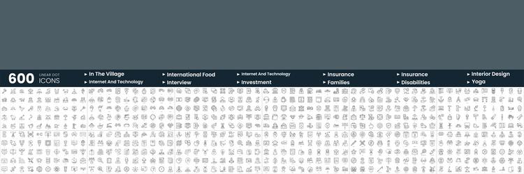 set of 600 thin line icons in this bundle include vector image