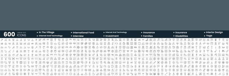 set of 600 thin line icons in this bundle include vector