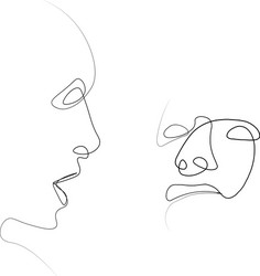 abstract face one line vector