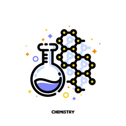 Flask with Molecule Icon - Science vector image