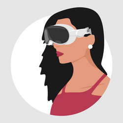 girl using spatial computing device vector image