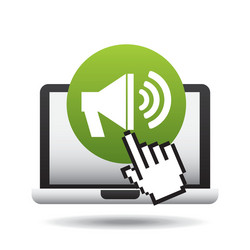 laptop speaker and cursor hand design vector image