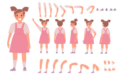 Little girl in cute pink dress constructor vector