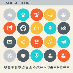 social icon set multicolored square flat buttons vector image