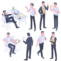 young men characters and poses vector