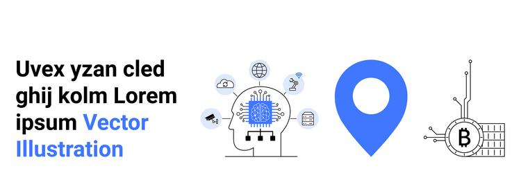 ai integration geolocation blockchain symbols vector image