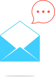 Blue opened letter with red speech bubble vector