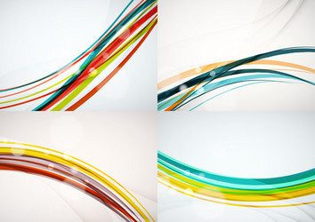 set abstract backgrounds curve wave lines vector image