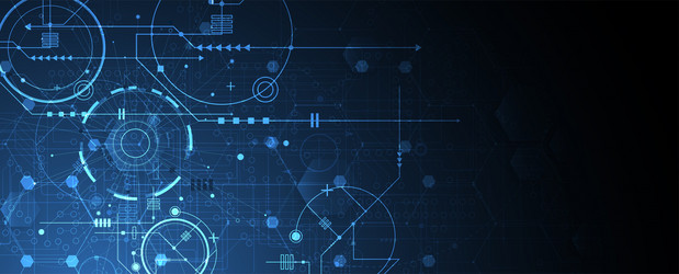 technology banner design with hexagons abstract vector image