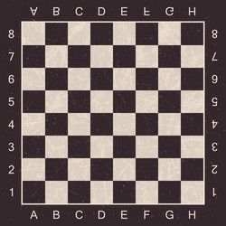 Grunge chess board with letters and numbers check vector