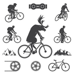 Mountain Bike Icon Set Vector Image