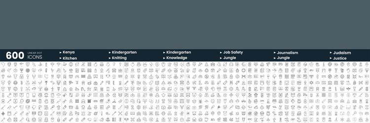 set of 600 thin line icons in this bundle include vector image